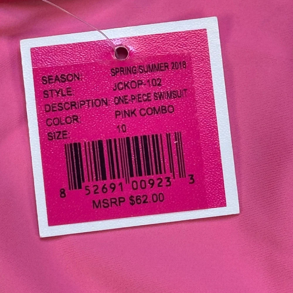 Juicy Couture Girls Pink Leopard One Piece Swimsuit Size 10 NWT Logo Charm‎